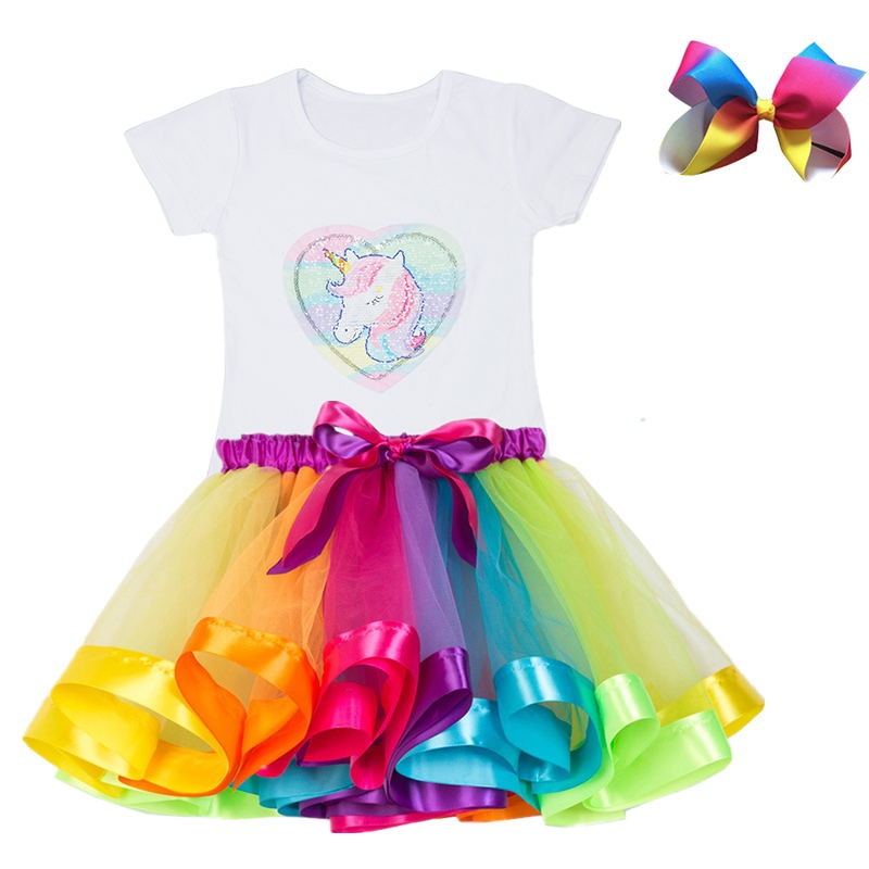 Kids Clothes Summer Fashion Unicorn T shirt whit Skirt Baby Girls Clothes Chilren Birthday Clothes Sets for 3 4 5 6 7 8 Yrs Girl