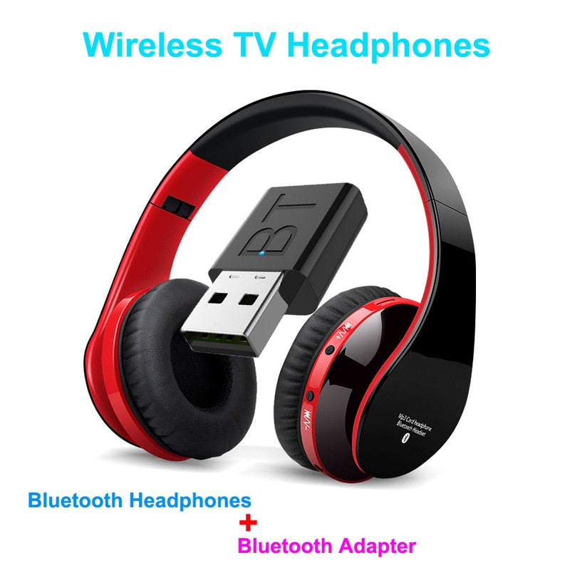 FLOVEME TV Bluetooth Headphones HiFi bluetooth headset Deep Bass Wireless Headphone with Transmitter Stick For TV Computer Phone