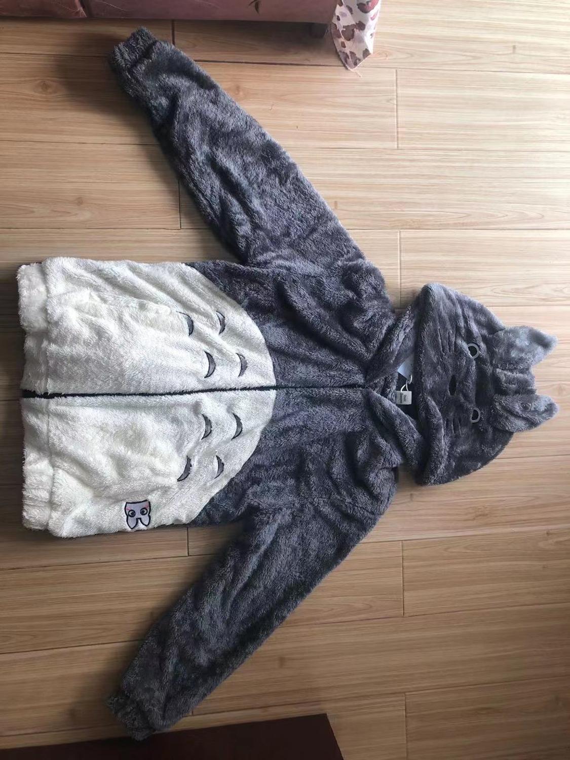 Anime Totoro jacket Autumn Winter men women Double flannel warm Plush hooded coat Couple cosplay Fleece outerwear With Ear S-6XL