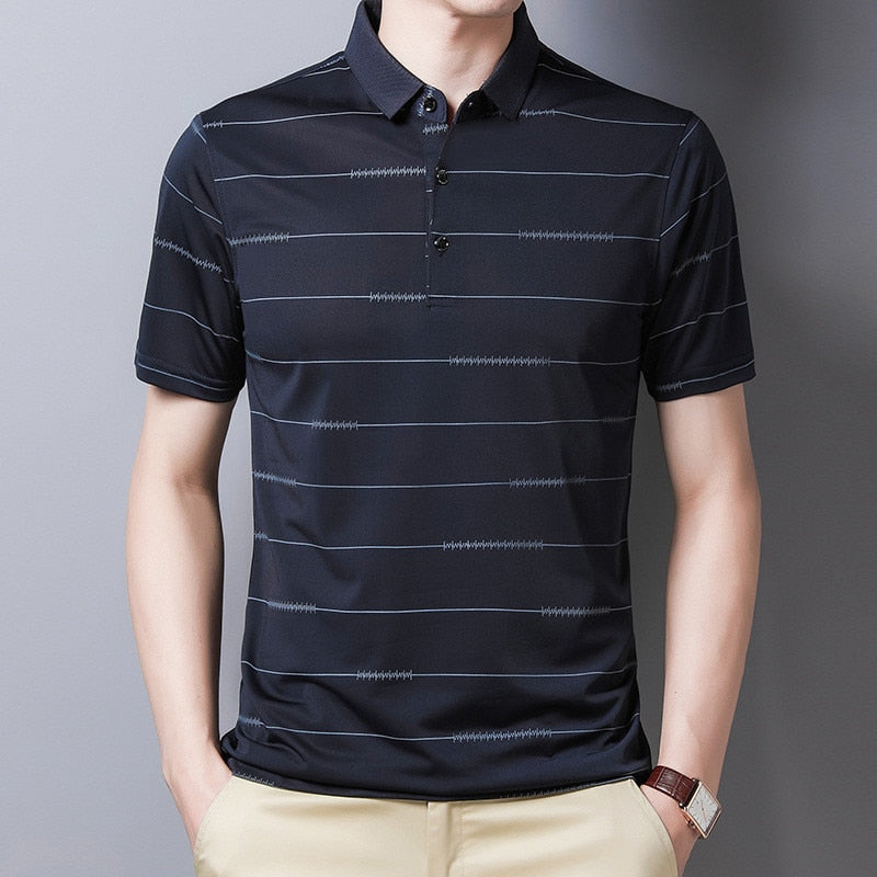 Ymwmhu 2022 New Arrival Polo Shirt Striped Short Sleeve Summer Cool Shirt Streetwear Fashion Male Polo Shirt Men Tops Clothes