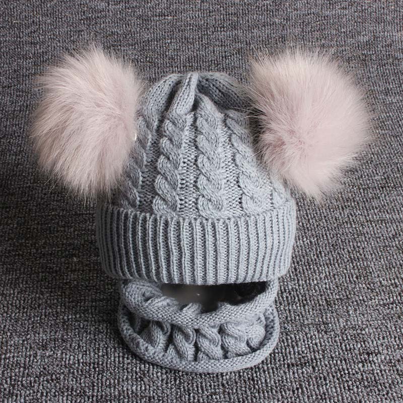 2Pcs Baby Hat Scarf Set Bear Cat Warm Knitted Baby Winter Hat Cap Bonnet Kids Hat Boy Girl Caps Boys Girls Crochet Beanie Autumn