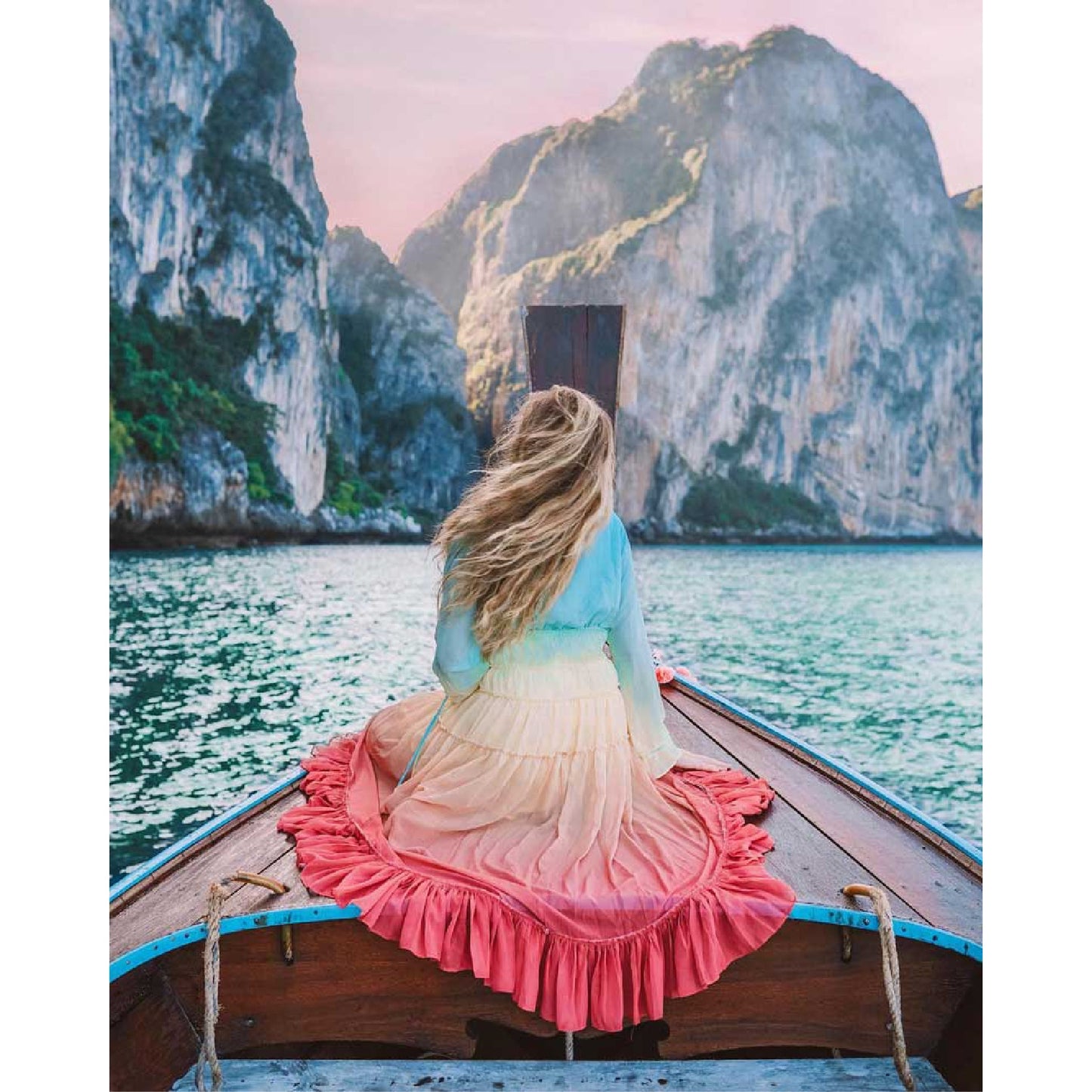 Women&#39;s deep V long sleeve gradual change dress long skirt