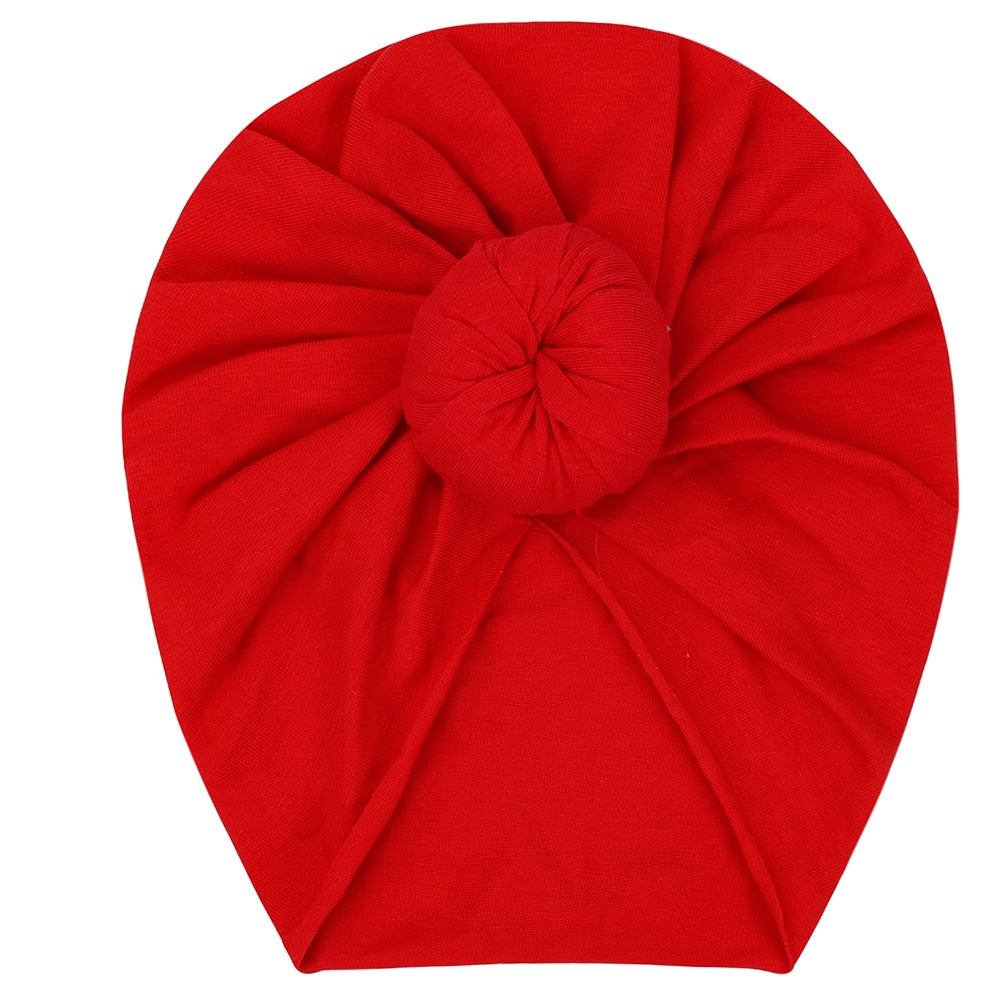 Solid Baby Cotton Beanies Cute Bear Ear Bowknot Turban Hats Sweet Soft 0-4T Elastic Caps for Newborn Baby Boy Girls Headwraps