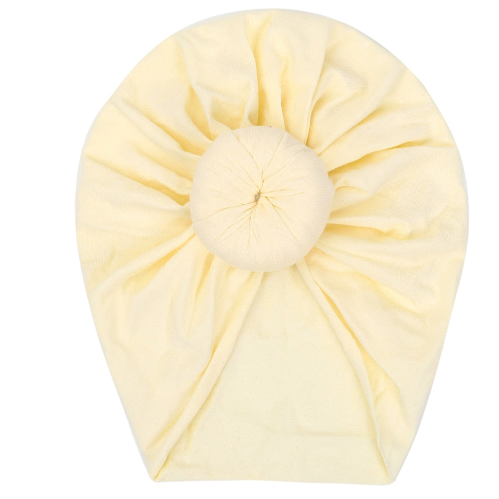 Solid Baby Cotton Beanies Cute Bear Ear Bowknot Turban Hats Sweet Soft 0-4T Elastic Caps for Newborn Baby Boy Girls Headwraps