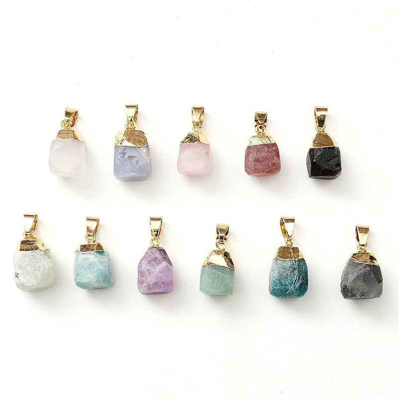 Fashion Quartz Pendant Necklace Natural Stone Irregular Crystal Necklace Female Bohemian Jewelry