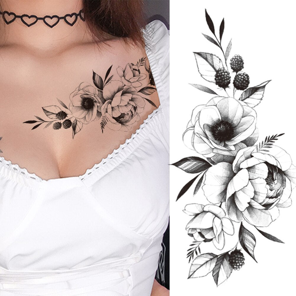 Fashion Mandala Flower Fake Tattoo Stickers For Women Adults Geometry Totem Temporary Tattoos DIY Party Waterproof Tattos Leaves