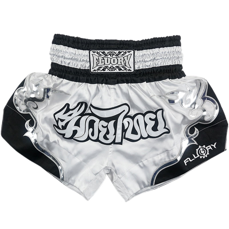 Fluory  Men Women Kids Fight shorts Boxing Pants Shorts embroidery MMA Shorts Muay thai shorts for combat games