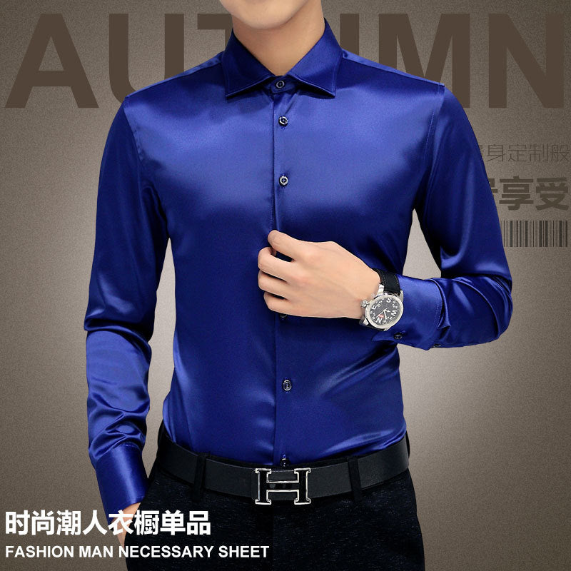 Plus Size 5XL 2022 New Men&#39;s Luxury Shirts Wedding Dress Long Sleeve Shirt Silk Tuxedo Shirt Men Mercerized Cotton Shirt