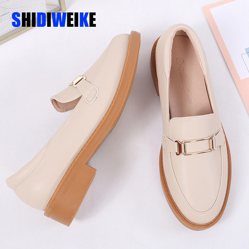 European and American fashion women&#39;s shoes retro loaferflate small leather shoes light-mouthed single shoes AB102