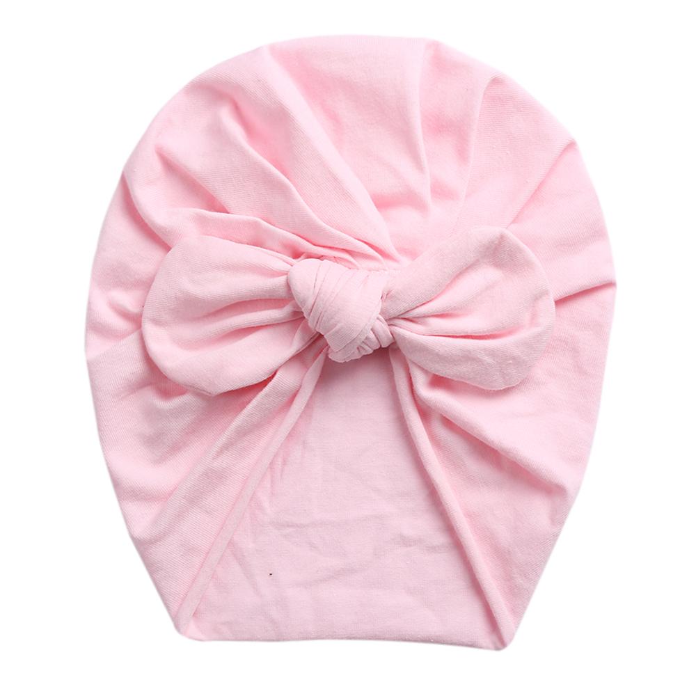 Solid Baby Cotton Beanies Cute Bear Ear Bowknot Turban Hats Sweet Soft 0-4T Elastic Caps for Newborn Baby Boy Girls Headwraps