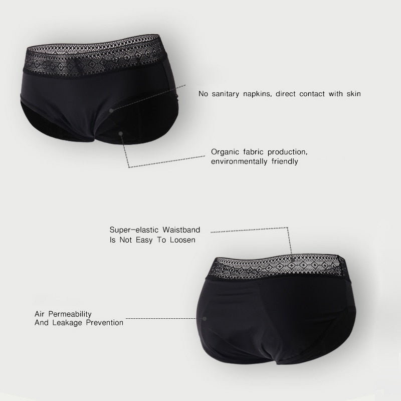 VIP Four Layers Period Panties New Leakproof Menstrual Panties Physiological Antibacterial Briefs Sexy Lace Underwear Women