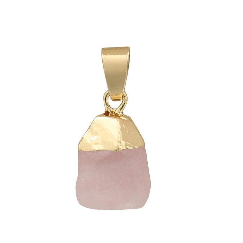 Fashion Quartz Pendant Necklace Natural Stone Irregular Crystal Necklace Female Bohemian Jewelry