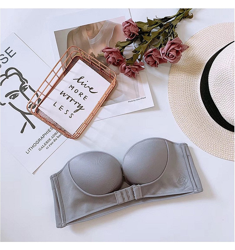 Women Bra Wire Free Sexy Push Up Invisible Bras Front Closure Underwear for Female Brassiere Strapless Seamless Bralette ABC Cup
