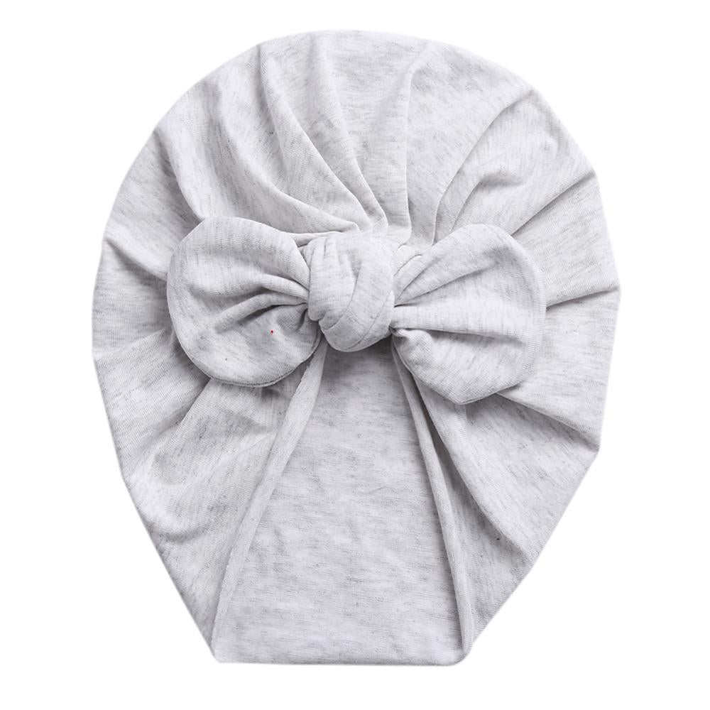 Solid Baby Cotton Beanies Cute Bear Ear Bowknot Turban Hats Sweet Soft 0-4T Elastic Caps for Newborn Baby Boy Girls Headwraps