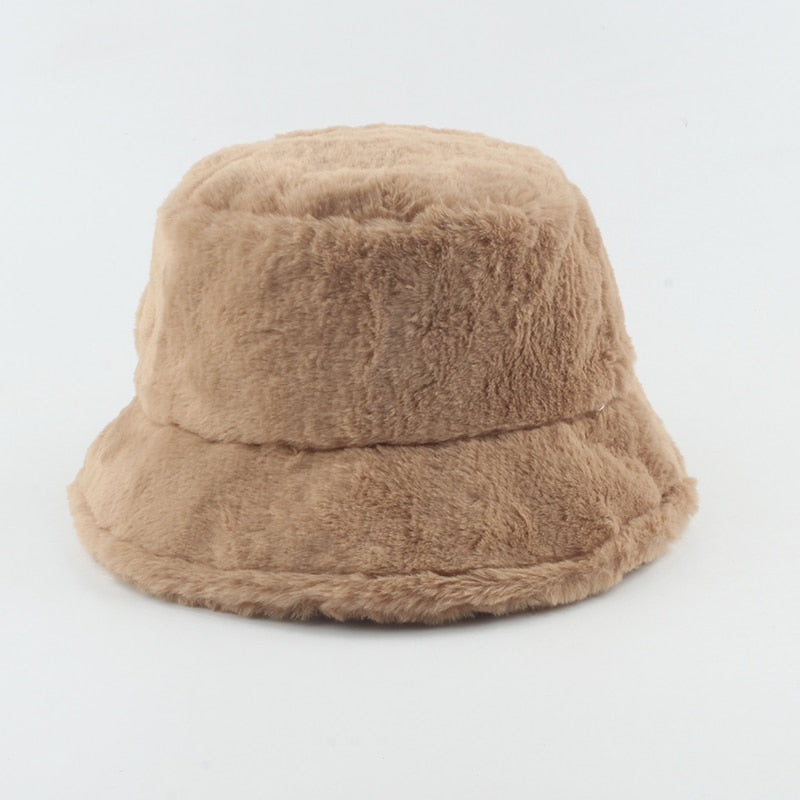 Faux Fur Winter Hats For Women Black White Cow Print Bucket Hat Men Panama Fisherman Caps Gorras