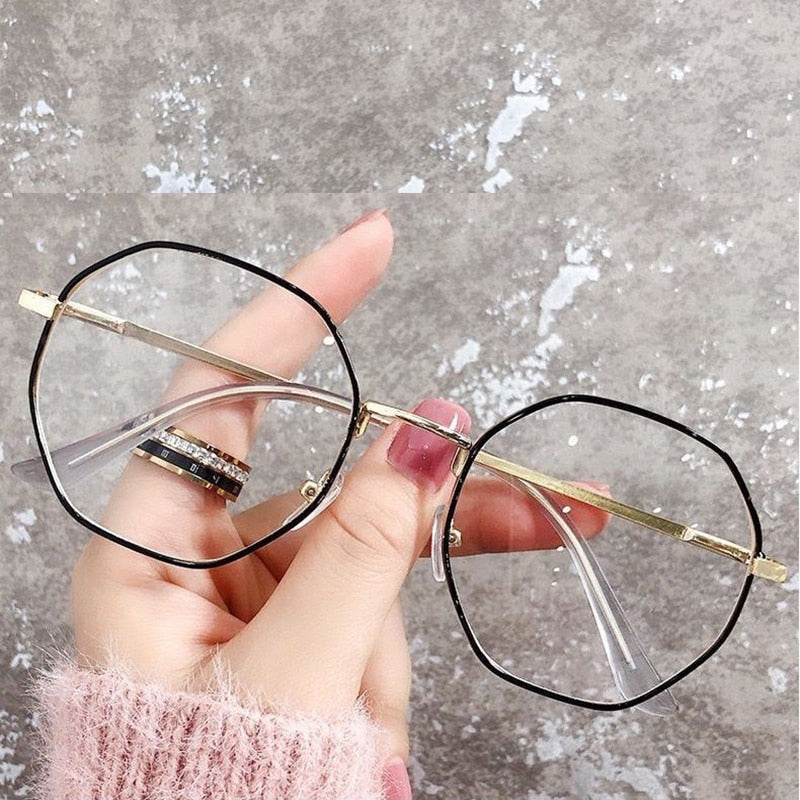 2022 Trends Women Office Anti Blue Light Oversized Computer Glasses Cat Eye Female Blue Blocking Big Size Eyeglasses Alloy Frame