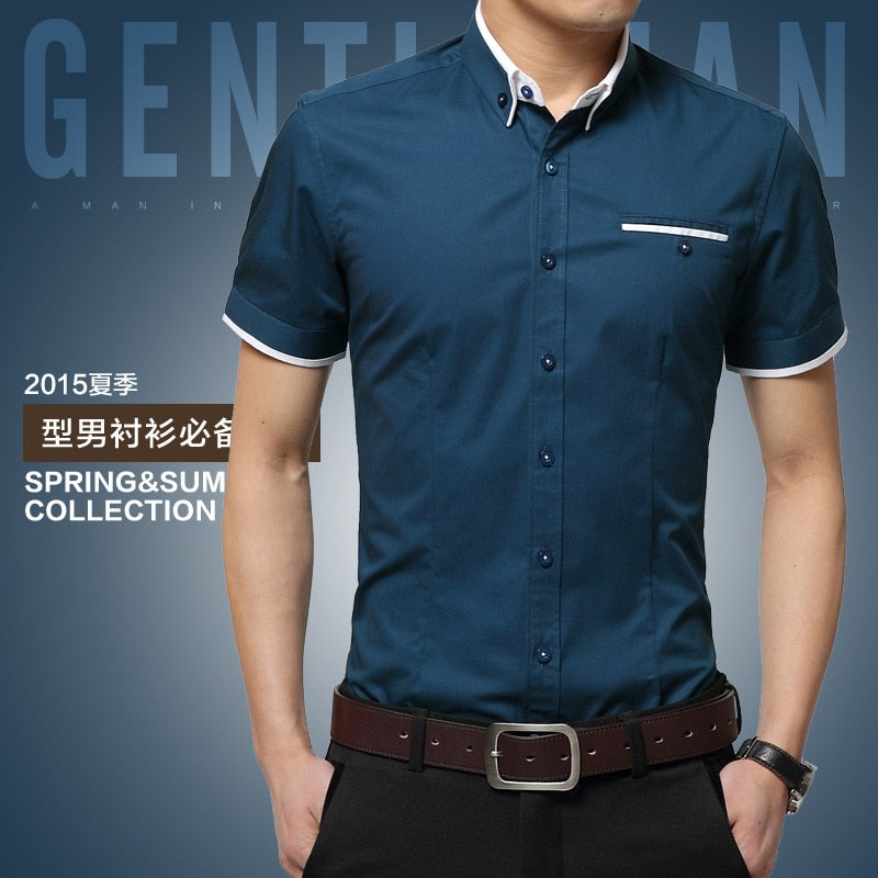 2022 New Arrival Brand Men&#39;s Summer Business Shirt Short Sleeves Turn-down Collar Tuxedo Shirt Shirt Men Shirts Big Size 5XL