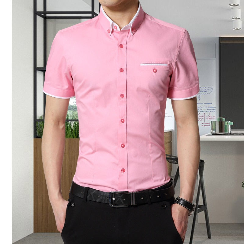 2022 New Arrival Brand Men&#39;s Summer Business Shirt Short Sleeves Turn-down Collar Tuxedo Shirt Shirt Men Shirts Big Size 5XL