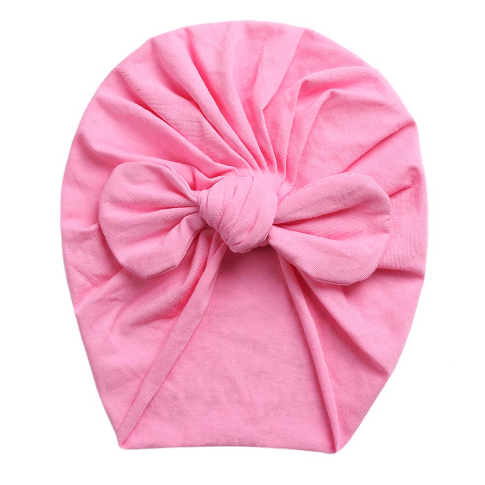 Solid Baby Cotton Beanies Cute Bear Ear Bowknot Turban Hats Sweet Soft 0-4T Elastic Caps for Newborn Baby Boy Girls Headwraps