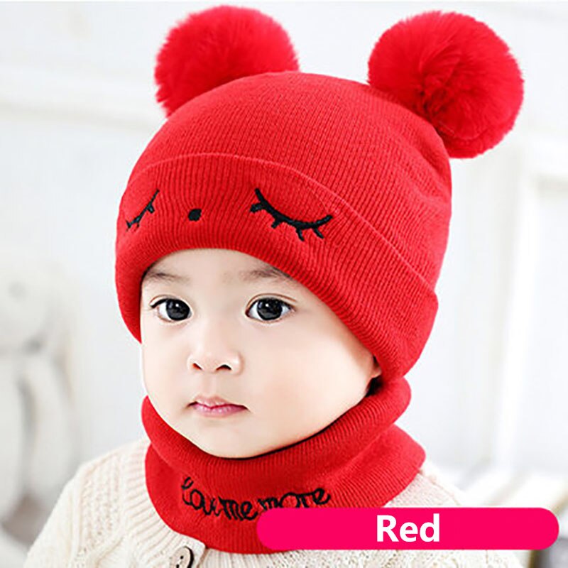 2Pcs Baby Hat Scarf Set Bear Cat Warm Knitted Baby Winter Hat Cap Bonnet Kids Hat Boy Girl Caps Boys Girls Crochet Beanie Autumn