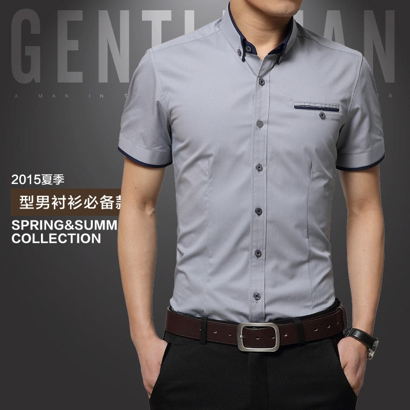 2022 New Arrival Brand Men&#39;s Summer Business Shirt Short Sleeves Turn-down Collar Tuxedo Shirt Shirt Men Shirts Big Size 5XL
