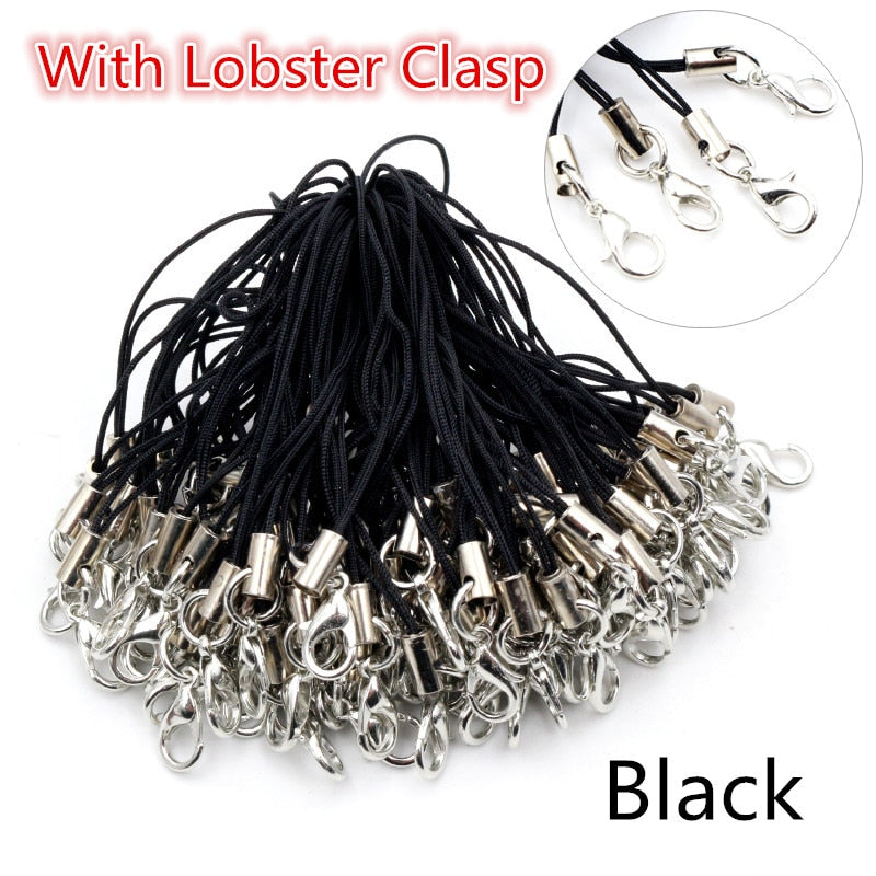 100pcs Lanyard Lariat Strap Cords Lobster Clasp Rope Keychains Hooks Mobile Set Charms Keyring Bag Accessories Key Ring