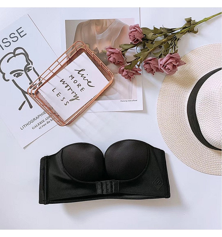 Women Bra Wire Free Sexy Push Up Invisible Bras Front Closure Underwear for Female Brassiere Strapless Seamless Bralette ABC Cup