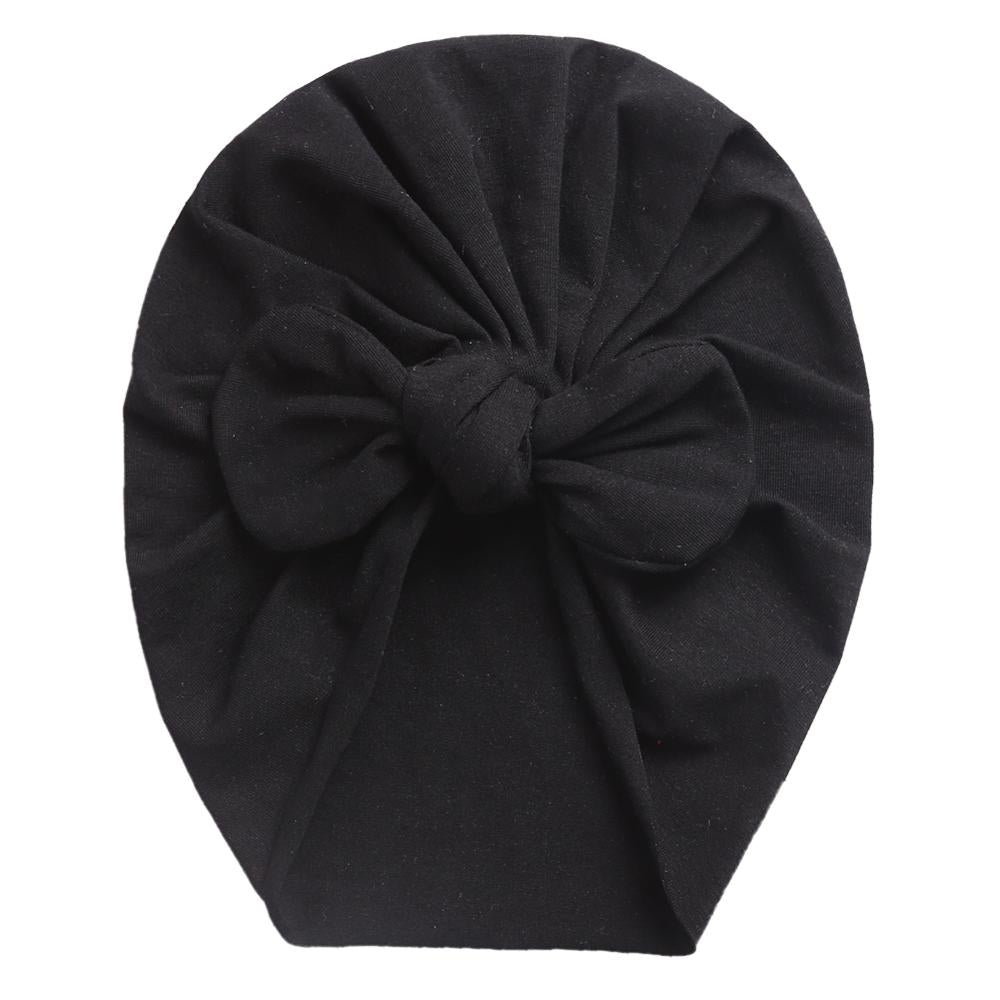 Solid Baby Cotton Beanies Cute Bear Ear Bowknot Turban Hats Sweet Soft 0-4T Elastic Caps for Newborn Baby Boy Girls Headwraps