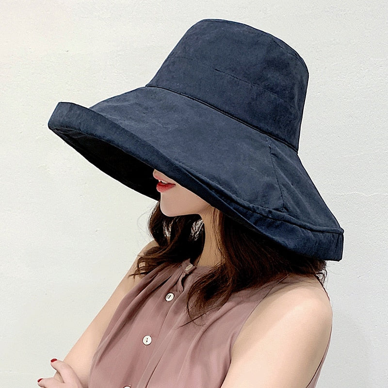 K34 Women&#39;s Hat Bucket hat Panamanian Women  Four Seasons Fisherman Hat Big Brim Hat Double-Sided Fisherman Hat Sun Visor Sunhat