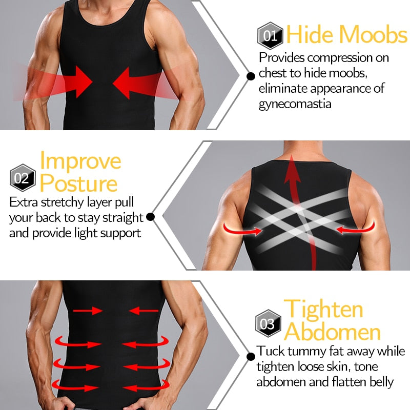 Men Body Shaper Waist Trainer Sweat Vest Compression Shirt Weight Loss Slimming Shapewear Workout Tank Tops Fitness Sauna Suits