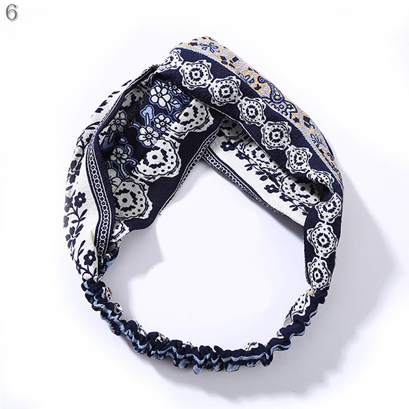 Fashion Women Girls Summer Bohemian Hair Bands Print Headbands Vintage Cross Turban Bandage Bandanas HairBands Hair Accessories