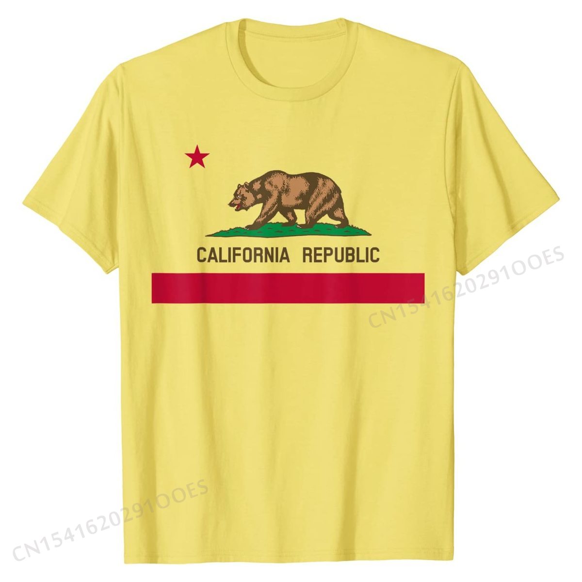 California Republic Flag Patriotic State Travel USA Gift T-Shirt Cotton Tops Tees Hip hop Discount Normal T Shirt