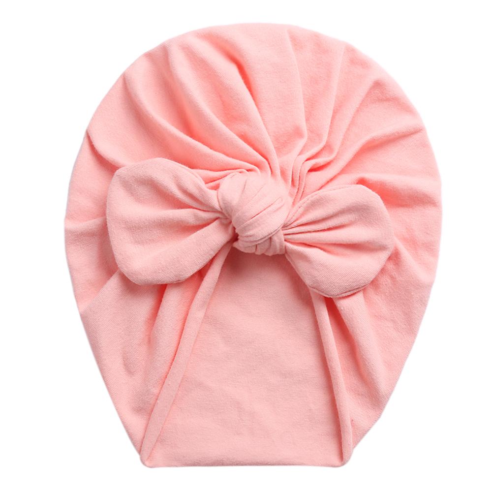 Solid Baby Cotton Beanies Cute Bear Ear Bowknot Turban Hats Sweet Soft 0-4T Elastic Caps for Newborn Baby Boy Girls Headwraps