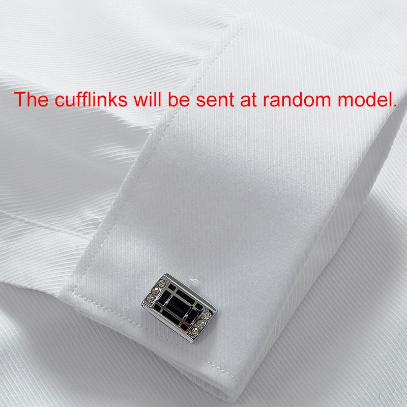 French Cuff Mens Formal Business Dress Shirt Solid Male Party Wedding Tuxedo Shirts with Cufflinks