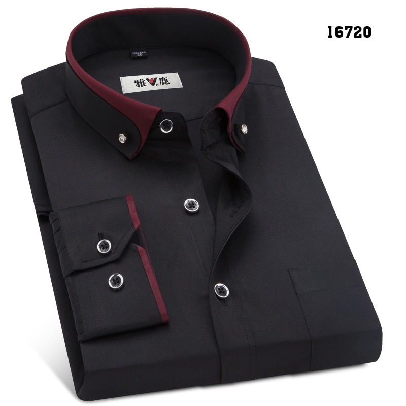 MACROSEA Men&#39;s Business Dress Shirts Male Formal Button-Down Collar Shirt Fashion Style Spring&amp;Autumn Men&#39;s Casual Shirt