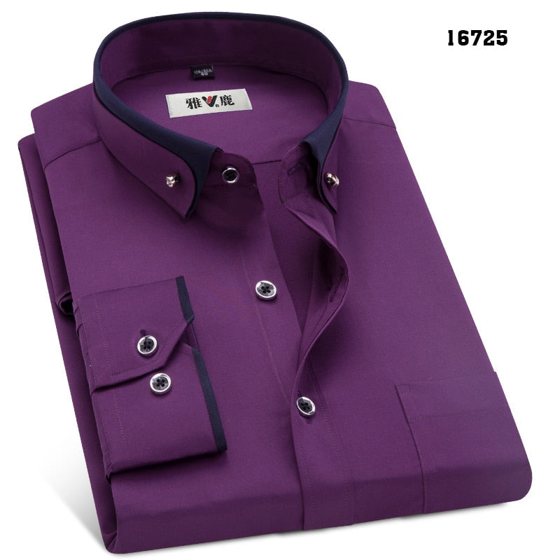 MACROSEA Men&#39;s Business Dress Shirts Male Formal Button-Down Collar Shirt Fashion Style Spring&amp;Autumn Men&#39;s Casual Shirt