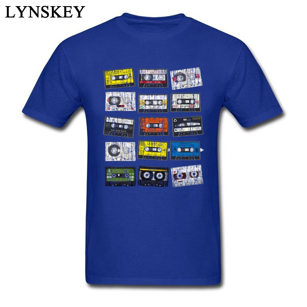 Retro Vintage Cassettes Mens T Shirts Short Sleeve 100%  Slim Fit Tshirts Hip Hop Men Male Round Collar