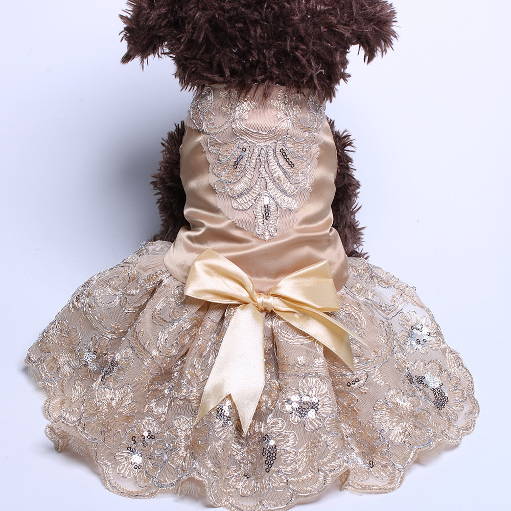 Dog Cat Wedding Dress Tutu Princess Pet puppy Dresses Embroidery&amp;Bow Clothes Apperal 3 colours