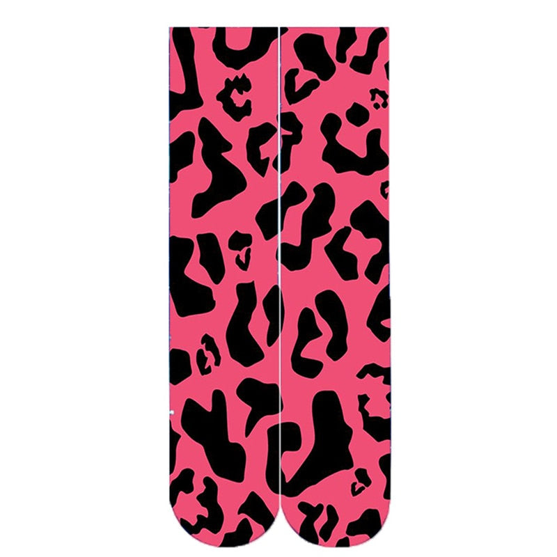 Leopard Snake Sexy Novelty Socks Women Funny Casual Cotton High Knee Socks Female Harajuku Happy Cartoon 3D Printed Men&#39;s Socks