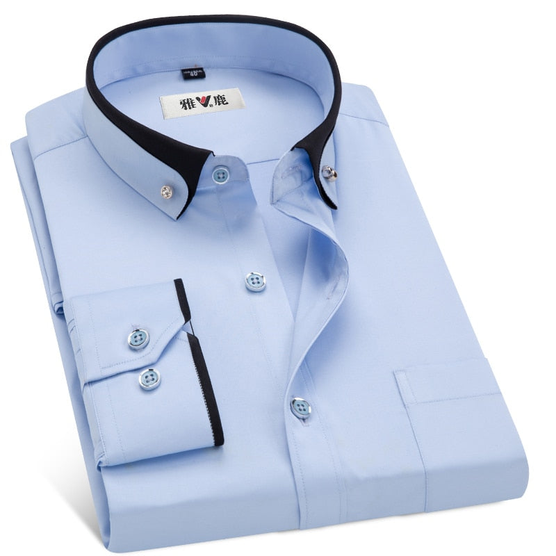 MACROSEA Men&#39;s Business Dress Shirts Male Formal Button-Down Collar Shirt Fashion Style Spring&amp;Autumn Men&#39;s Casual Shirt