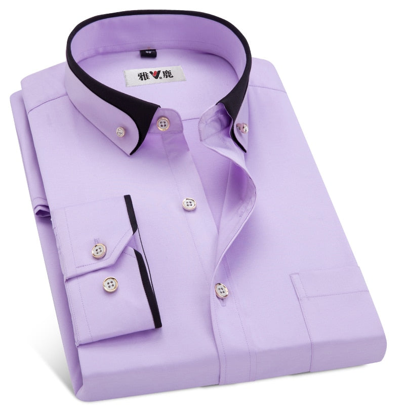 MACROSEA Men&#39;s Business Dress Shirts Male Formal Button-Down Collar Shirt Fashion Style Spring&amp;Autumn Men&#39;s Casual Shirt