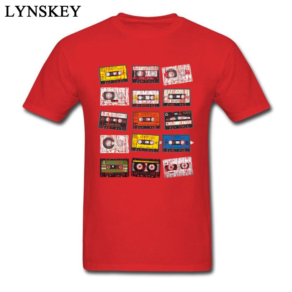 Retro Vintage Cassettes Mens T Shirts Short Sleeve 100%  Slim Fit Tshirts Hip Hop Men Male Round Collar