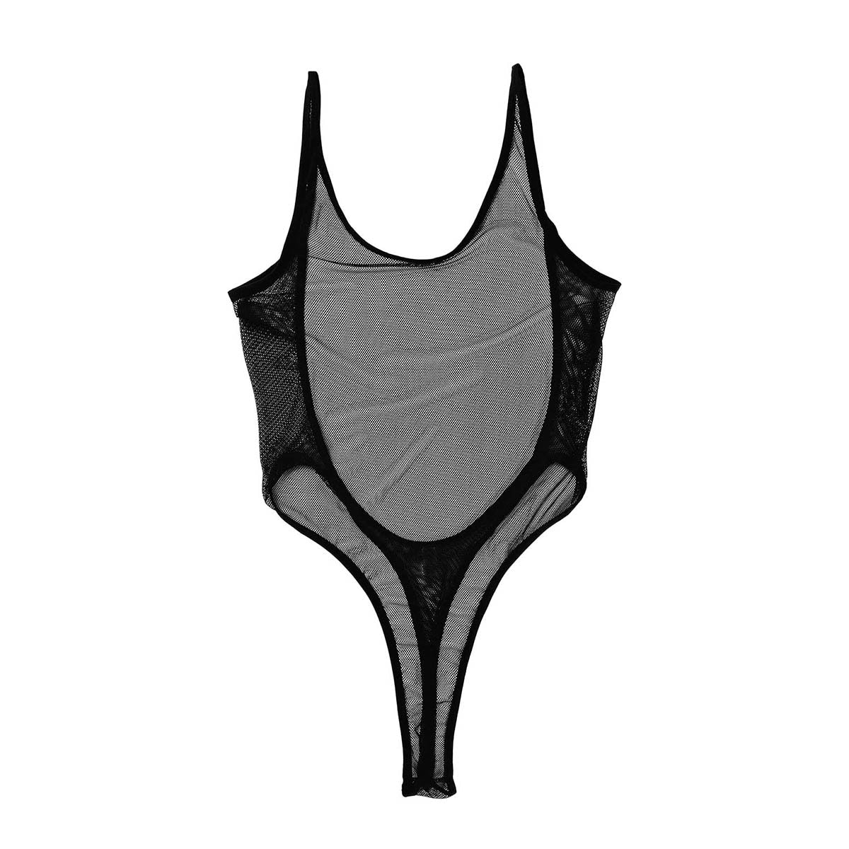One Piece swimsuit monokini swimming suit for Women Fishnet See Through Sheer Lingerie Backless High Cut Thong Leotard Bodysuit