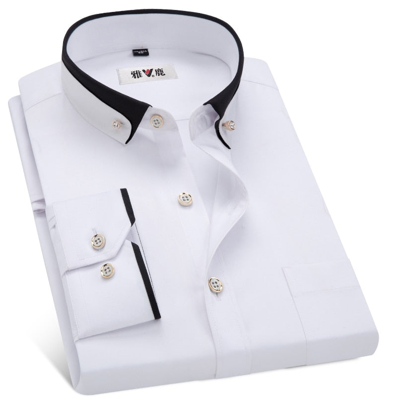 MACROSEA Men&#39;s Business Dress Shirts Male Formal Button-Down Collar Shirt Fashion Style Spring&amp;Autumn Men&#39;s Casual Shirt