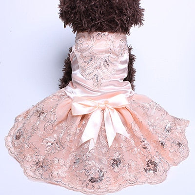 Dog Cat Wedding Dress Tutu Princess Pet puppy Dresses Embroidery&amp;Bow Clothes Apperal 3 colours