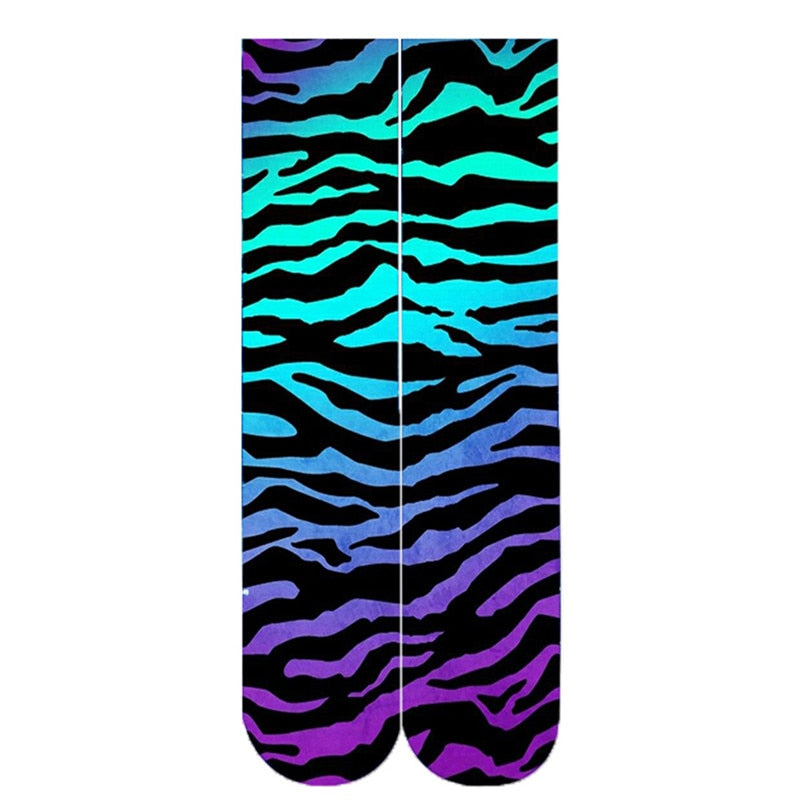 Leopard Snake Sexy Novelty Socks Women Funny Casual Cotton High Knee Socks Female Harajuku Happy Cartoon 3D Printed Men&#39;s Socks