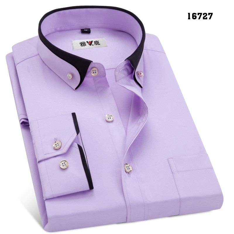 MACROSEA Men&#39;s Business Dress Shirts Male Formal Button-Down Collar Shirt Fashion Style Spring&amp;Autumn Men&#39;s Casual Shirt