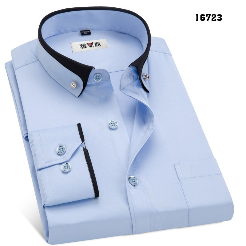 MACROSEA Men&#39;s Business Dress Shirts Male Formal Button-Down Collar Shirt Fashion Style Spring&amp;Autumn Men&#39;s Casual Shirt