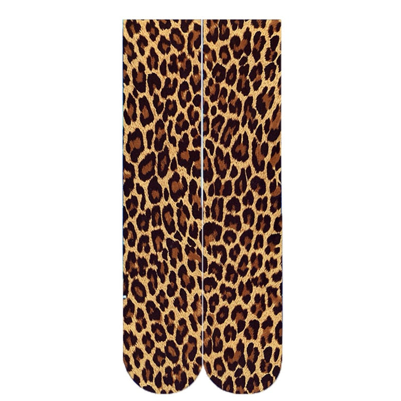 Leopard Snake Sexy Novelty Socks Women Funny Casual Cotton High Knee Socks Female Harajuku Happy Cartoon 3D Printed Men&#39;s Socks