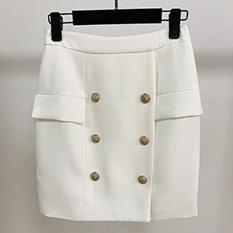 HIGH STREET Newest 2022 Designer Career Skirt Women's Metal Lion Buttons Embellished Mini Skirt